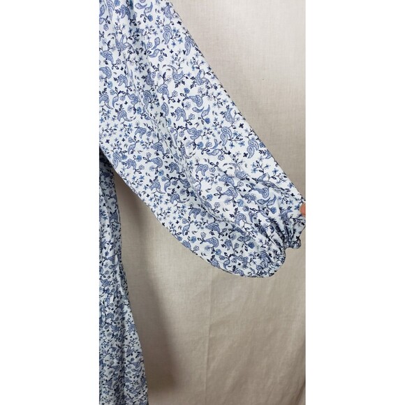 Old Navy Women Tier Dress 4X Smock Blue Babydoll Paisley Floral Peasant Cottage - Picture 5 of 7